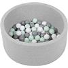 SELONIS Piscina Soffice per Bambini 70X30cm/150 Palline Rotonda, Grigio Ch:Bianco/Grigio/Menta