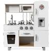 RELAX4LIFE Cucina Giocattolo per Bambini in Legno, Set da Cucina Ben Attrezzato con Microonde, Forno, Distributore d'Acqua, Frigorifero, Giocattolo Educativo per Bambini 3+ Anni (Bianco)