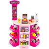 GYMAX Supermercato per Bambini con Banco, Carrello della spesa e Cestino, Bilancia Simulata, Cassa con Effetti di Luce e Suono, Supermercato Giocattolo con 76 Accessori per Bambini 3+ Anni (Rosa)