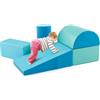 COSTWAY Set di 5 Blocchi con Diverse Forme e Colori, Giocattolo per Arrampicata e Strisciamento, Aiuta i Bambini a Crescere (Azzurro)