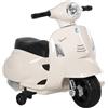 HOMCOM Moto Elettrica per Bambini 6V con Licenza Ufficiale Vespa Batteria, Motorino Elettrico per Bambini da 18-36 Mesi con Fari e Clacson, 66.5x38x52cm, Bianco