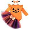 Generico Vestito Halloween Bimba 2 Anni Vestiti Zucca Bimba Body Con Fascia E Fiocco Gonna Tulle Completo Abiti Principessa Bambina Costumi Diavolo Pagliacetto Vestito Carnevale Costume Tutina Compleanno Feste