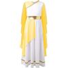 Miaeowve Grecia Romana Dea Costume di Carnevale Bambini Ragazze A Maniche Lunghe Abiti Athena Scollo A V Romano Olimpia Toga Abiti Da Festa Festa Giallo 122-128