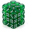 Chessex Dice: D6 CHX23805 12mm Translucent Green/White (36)