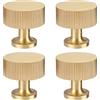 RZDEAL 4 pomelli in ottone massiccio per armadietti, cassetti, comò, maniglie moderne (25 x 25 mm), finitura in ottone spazzolato