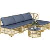 Set Salotto In Rattan Da Giardino Con Divano Modulabile, Cuscini E Tavolino Da Caffè, Grigio