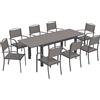 Set Pranzo Estensibile Esterni 9 Pezzi, Tavolo Alluminio, 8 Sedie, Grigio