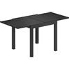 Tavolo Da Giardino Allungabile Per 4-6 Persone Con Piano A Doghe, In Alluminio, 80/160x80x75 Cm, Nero