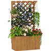 Letto Per Orto Rialzato Con Traliccio Per Rampicanti E Pergola Superiore, 64x33x122 Cm, Legno