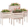 Letto Per Orto Rialzato Con 4 Vasi Portapiante Da 50x30x60cm, In Legno Colore Naturale