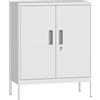 Armadietto Da Ufficio In Acciaio A 2 Ripiani Regolabili Con Serratura E 2 Chiavi, 80x40x100 Cm, Bianco