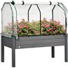 Letto Per Orto Con Serra Da Giardino, Portapiante Da Esterno In Legno E Pe, 121x55x117 Cm, Grigio Scuro