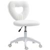 Sedia Da Ufficio Imbottita Con Schienale A Cuore E Rotelle, Poltrona Moderno In Velluto Teddy E Plastica, 45x56x78-88 Cm, Bianco § Italy