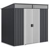 Casetta Da Giardino Porta Attrezzi Con 4 Finestre E 2 Ganci, In Acciaio Zincato, 195x122x181.5 Cm, Grigio