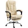 Poltrona Da Ufficio Massaggiante Ergonomica Ad Altezza Regolabile Con 6 Punti, Sedia Con Schienale Regolabile E Poggiapiedi, Crema § Italy