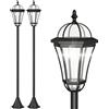 Set 2 Lampioni Solari Per Giardino Con 2 Led E Accensione Automatica, Nero
