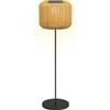 Lampada Solare Da Giardino Con Illuminazione Led, In Acciaio E Rattan Pe, Ø34x130 Cm, Giallo
