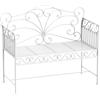 Panchina Da Esterno A 2 Posti , Panchina Biposto Da Giardino Stile Romantico Ferro 111 X 50 X 98cm Bianco