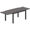 Tavolo Da Giardino Allungabile Per 8-10 Persone Con Piano In Vetro Temperato, In Alluminio, 140/240x90 Cm, Nero
