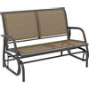 Panchina A Dondolo 2 Posti Da Giardino In Metallo E Tessuto A Rete, 120x70x85 Cm, Marrone Chiaro