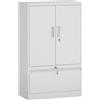 Mobile Da Ufficio In Acciaio Con Ripiano Interno Regolabile E Cassetto, 80x40x130 Cm, Bianco