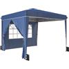 Gazebo Pieghevole 3x3 M Con Pareti E Altezza Regolabile, Protezione Uv 50+, Blu Scuro