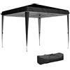 Gazebo 3x3 M Per 6-9 Persone Ad Altezza Regolabile Con Fori Di Drenaggio, In Metallo E Tessuto Oxford Nero