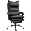 Sedia Ufficio Ergonomica Reclinabile 155° Con Poggiapiedi, Sedia Scrivania In Finta Pelle Facile Da Pulire, Braccioli Imbottiti, Girevole E Altezza R