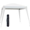 Gazebo Pieghevole Da Giardino 2.4x2.4m Con Struttura In Acciaio E Corde Antivento, Bianco