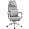 Sedia Da Ufficio Ergonomica, Sedia Da Scrivania Con Rotelle, Cuscino Lombare, Poggiatesta E Poggiapiedi Estraibile, Grigia 62x68x117-127cm