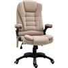 Poltrona Da Ufficio Massaggiante Riscaldante Con Altezza Regolabile, Schienale Inclinabile, In Tessutto Effetto Lino, Beige § Italy