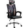 Sedia Da Ufficio Ergonomica E Regolabili Con Lombare E Cervicale, Altezza E Inclinazione Regolabili, 58x62.5x112-120cm, Rosa § Italy