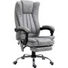 Sedia Da Ufficio Massaggiante E Riscaldante Ad Altezza Regolabile, Poltrona Con Poggiapiedi, Sedia Ergonomica In Microfibra, 62x70x113-120 Cm, Grigio