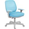 Sedia Da Ufficio Ergonomica E Reclinabile Ad Altezza Regolabile Con 5 Rotelle, 55x48x82.5-94.5 Cm, Azzurra