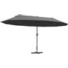Ombrellone Doppio A 12 Stecche Con Base A Croce E Manovella, In Acciaio E Poliestere, 455x265x238 Cm, Grigio