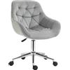 Sedia Da Ufficio Ergonomica Girevole Con Altezza Regolabile E Ruote, Rivestimento In Velluto, 59x58x80-90cm, Grigio