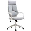 Sedia Da Ufficio Con Funzione Dondolo, Poltrona Presidenziale In Tessuto Altezza Regolabile E Seduta Girevole, 63x63x117-127 Cm, Grigio