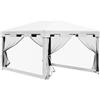 Gazebo Da Giardino 4x3 M Con Zanzariera E 2 Ingressi, In Metallo E Pe, Bianco E Nero