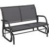 Panchina A Dondolo 2 Posti Da Giardino In Metallo E Tessuto A Rete, 120x70x85 Cm, Grigio