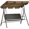 Dondolo Da Giardino 3 Posti Con Tettuccio Regolabile In Rattan Pe E Acciaio, 167x112x153cm