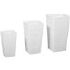 Set 3 Vasi Da Esterno Impilabili Con Motivo Ondulato In Plastica, 42/55/65 Cm, Bianco