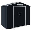 Casetta Da Giardino Porta Utensili In Lamiera Con Porte Scorrevoli, 213x130x185cm, Grigio Scuro