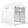 Serra A Tunnel Per Orto 1.8x1.8x2 M In Acciaio E Pe Anti Uv Con Porte Avvolgibili E Finestre, Bianca
