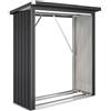 Capanno Portalegna In Acciaio Da Esterno, Base Rialzata E Tetto Inclinato, 150x66.5x150 Cm, Grigio Scuro