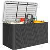 Panca Contenitore 380l In Hdpe Con 2 Maniglie Laterali E Leva A Gas, 115x60x60 Cm, Nero E Grigio