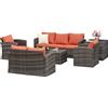 Set Da Giardino 6 Pezzi In Rattan Con Divani, Poltrone E Tavoli Contenitore, Marrone