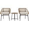 Set Da Giardino 3 Pezzi In Rattan Pe E Acciaio Con 2 Sedie Con Cuscini E Tavolino Rotondo, Multicolore