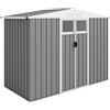 Capanno Da Giardino Porta Attrezzi In Acciaio Zincato Con 2 Porte, 246x117x180 Cm, Grigio Chiaro