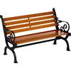 Panchina Da Giardino 2 Posti In Alluminio E Legno A Doghe Con Braccioli, 120x64x79cm, Teak