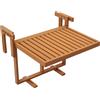 Tavolino Da Ringhiera Per Balcone Pieghevole E Regolabile In Legno, Colore Teak